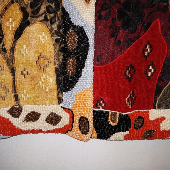 Entice Jacket XL Beaded Velvet Burnout Chenille Patchwork Nordstrom Artsy Blazer - Picture 5 of 8